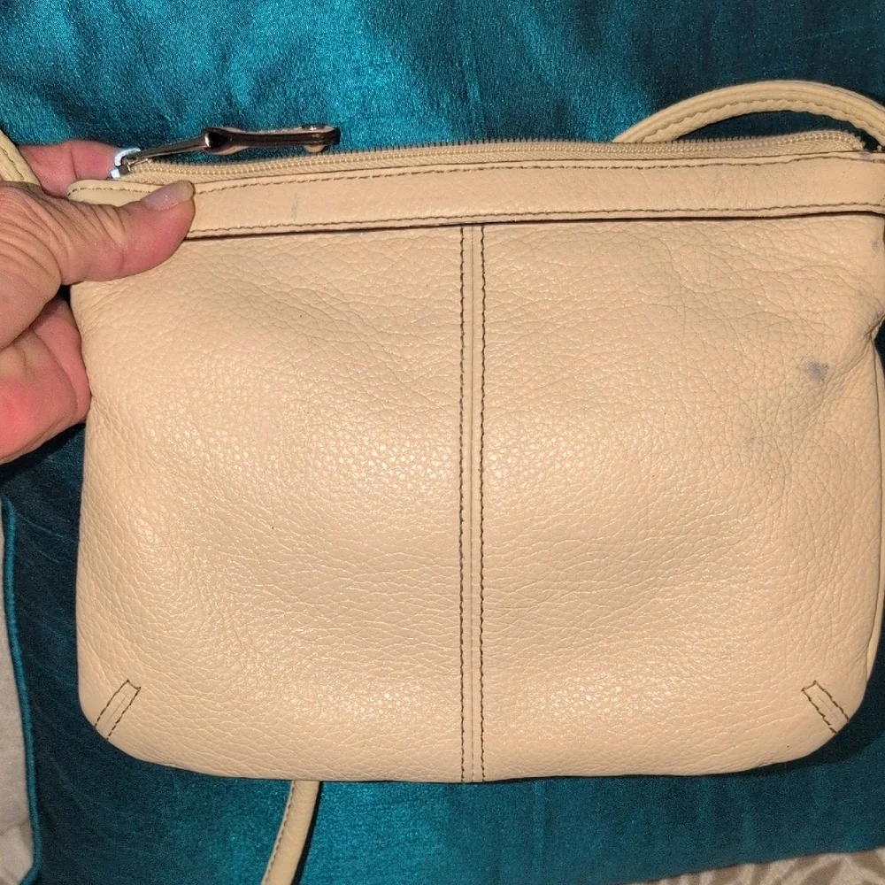 Tignanello Cream Leather Crossbody Bag